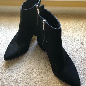 Black Faux Suede Ankle Booties. Size 7